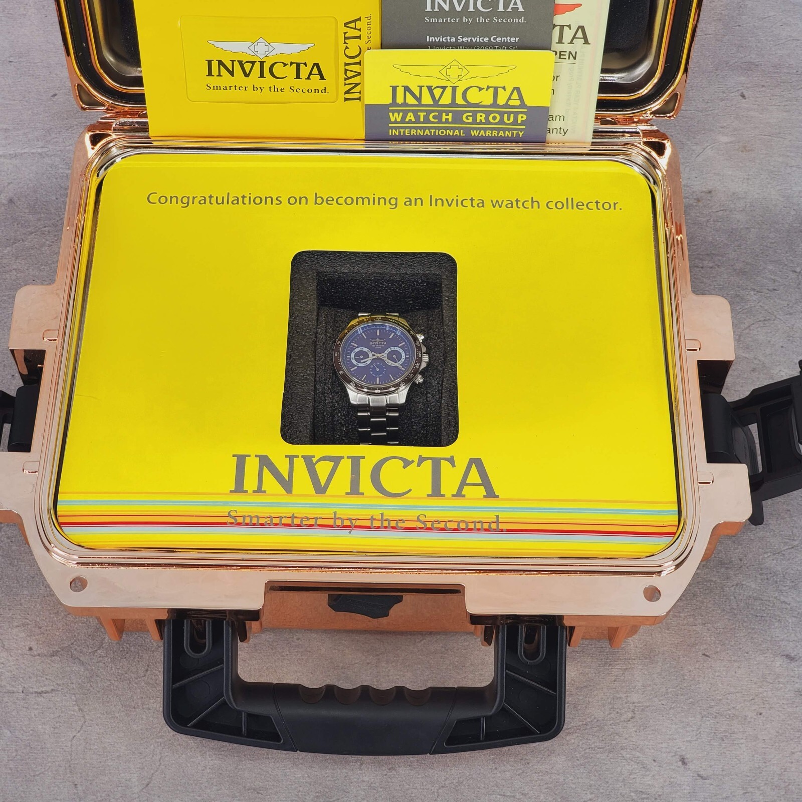 Rare Invicta Watch Model 2902 Tachymetre Limited Edition – 3 Slot Case Rose Gold