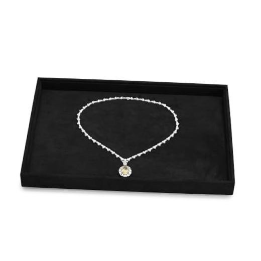 Flat Microfiber Jewelry Tray Necklace Bracelet Bangle Watch 1 Grid Black