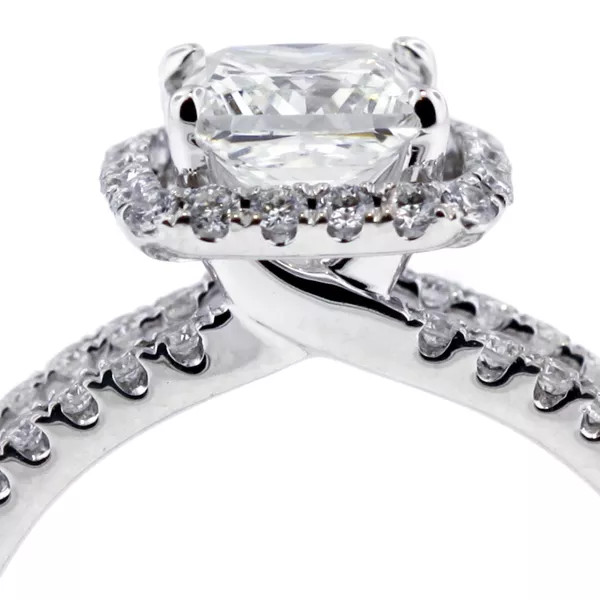 18K White Gold Engagement Ring Halo 1.60 Carat Princess Lab-Grown Diamond E SI1