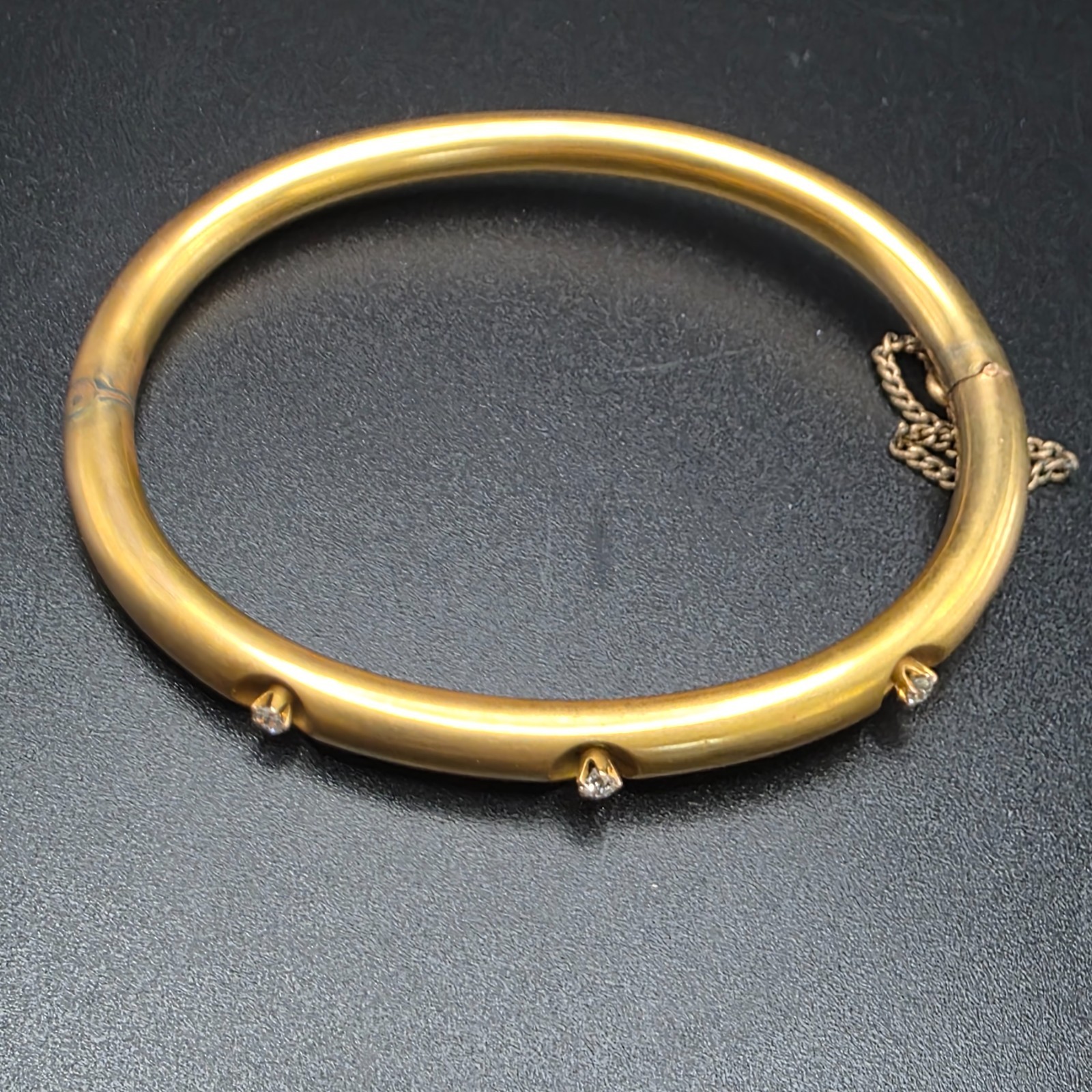 Antique Victorian 14K Gold Belcher Set Hinged Bangle Bracelet. Estate Find 7.69g