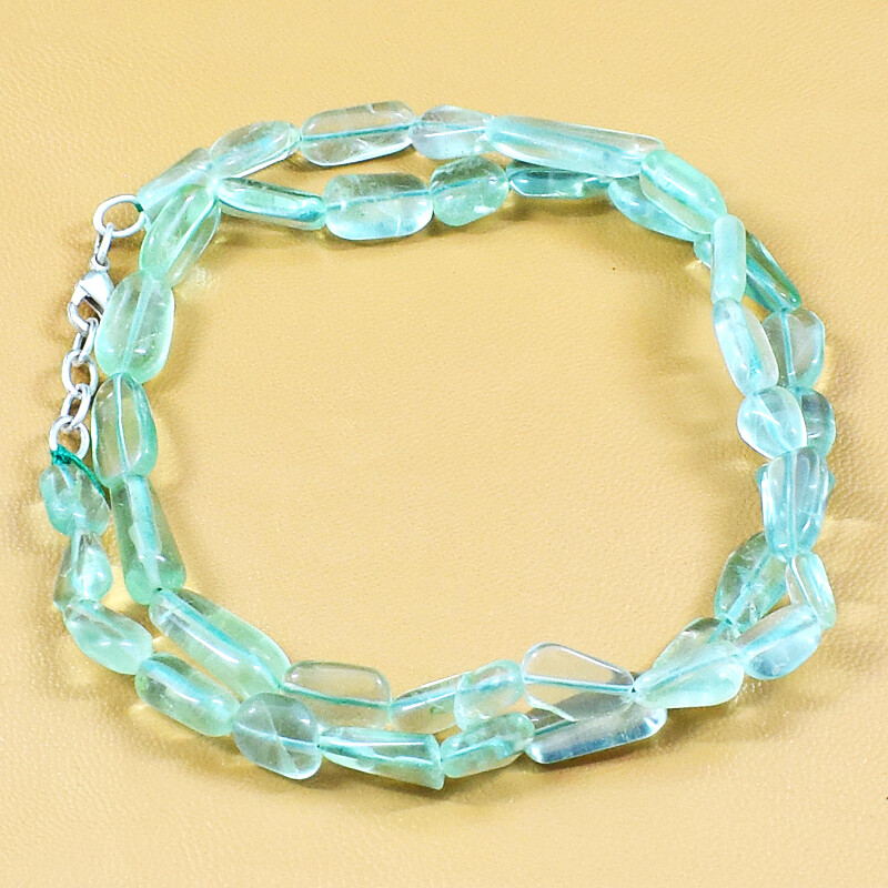 190.00 Cts Earth Mined Single Strand Green Fluorite Beads Necklace NK 40E122