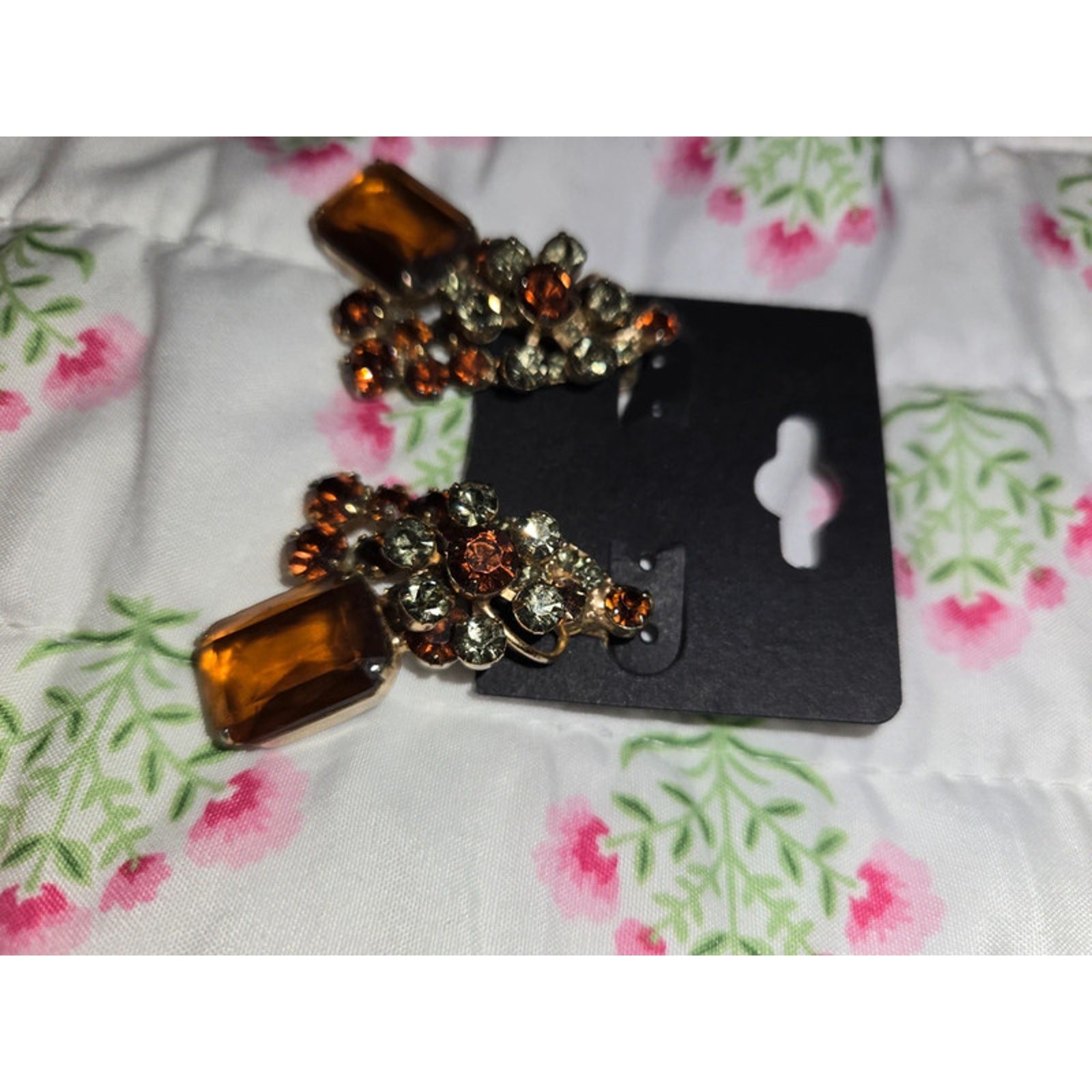 Vintage Julianna Amber and glass clip on Earrings