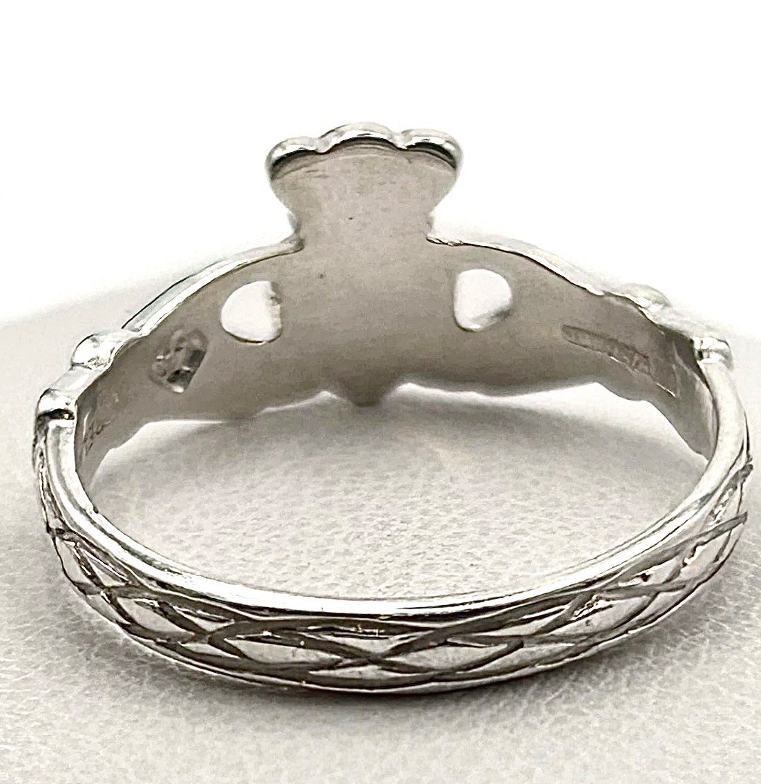 Sterling Silver 925 Irish Claddagh Ring Celtic Weave Braided Band JMH Dublin