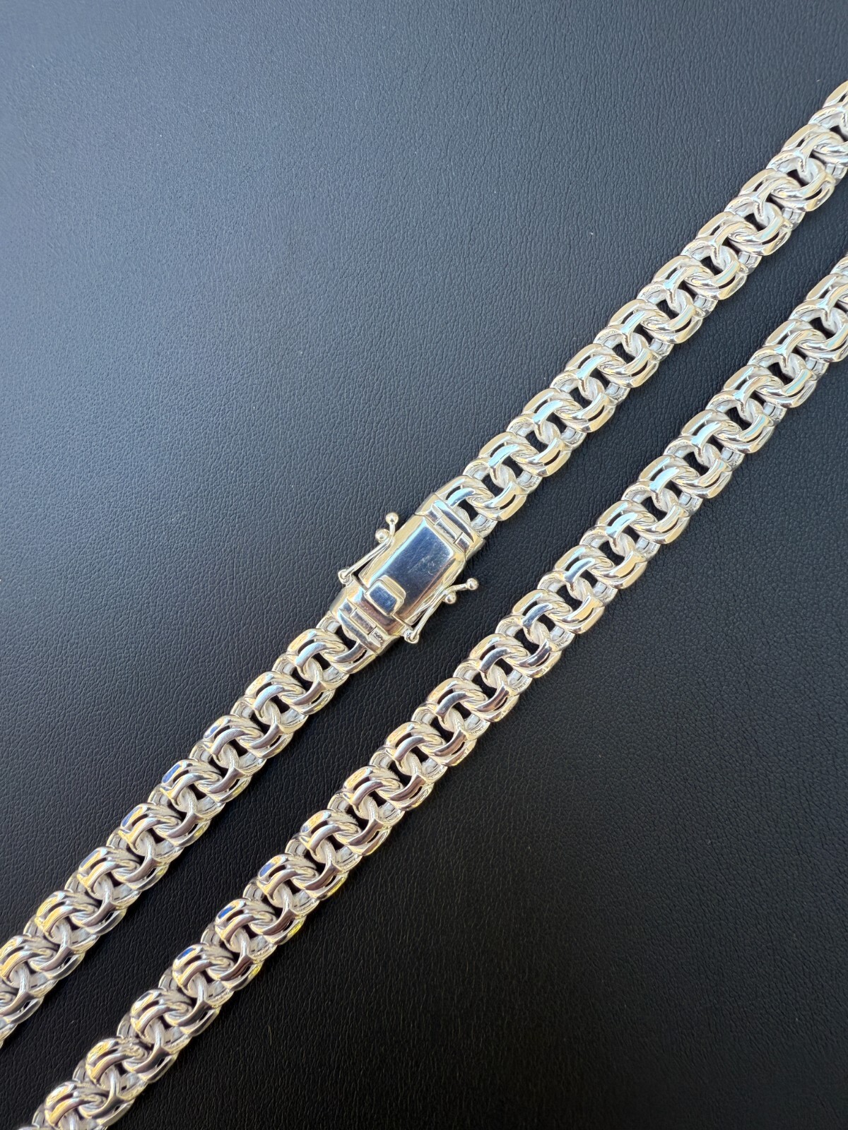 Real 925 Sterling Silver Handmade 9mm Cuban-Byzantine Chainmaille Chain Necklace