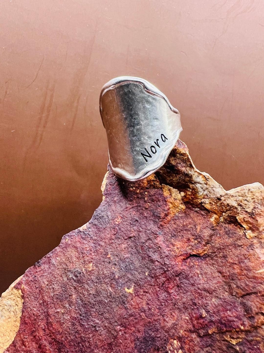 925 Silver PZ PAZ Israel Nora Hammered Saddle Cigar Band Ring Size 9