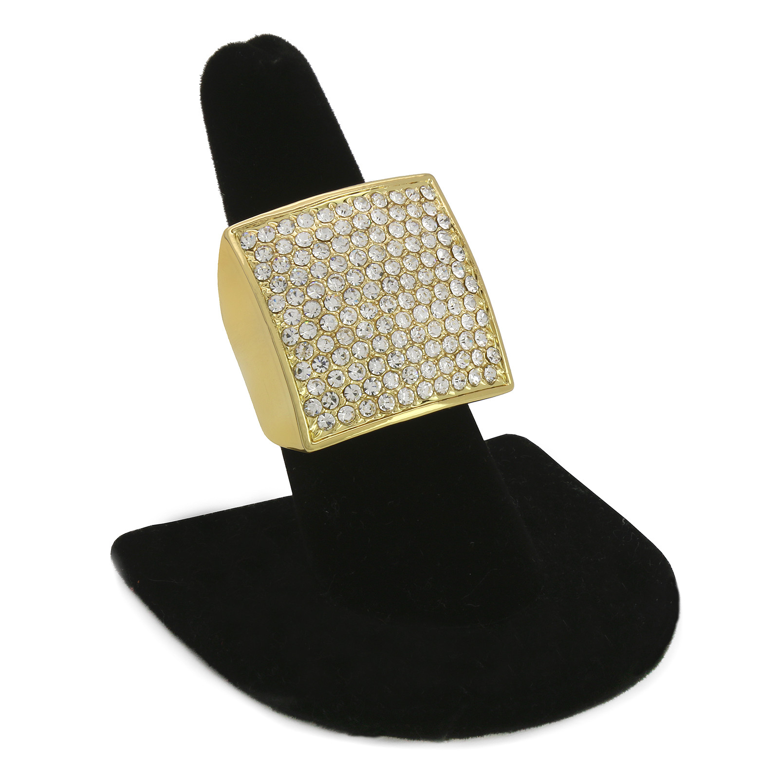 Mens 14k Gold Plated Hip Hop Cubic-Zirconia Square Jumbo PINKY Ring SIZE 7-12