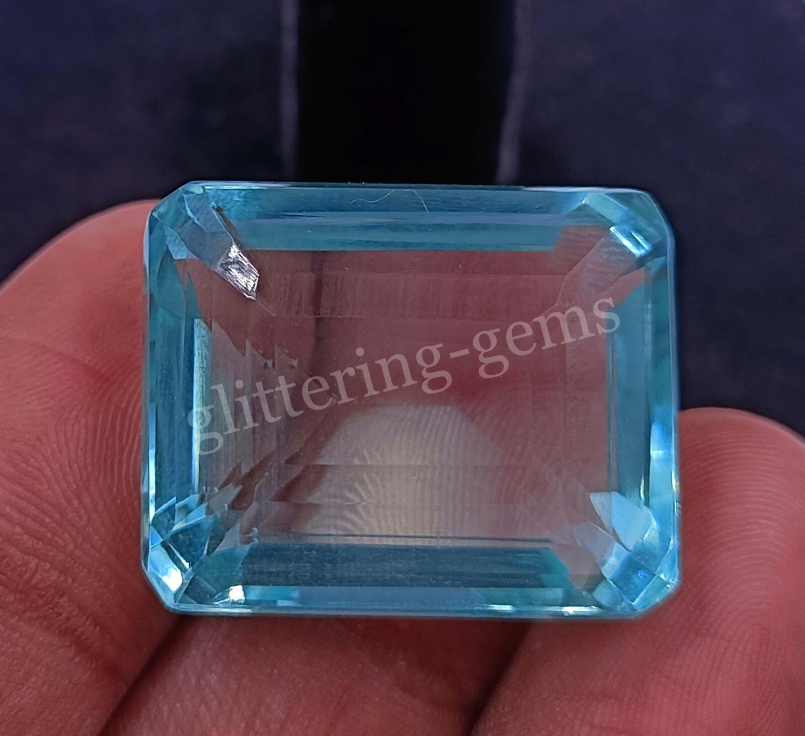 Blue Topaz Semi Transparent 53.5 CT Certified Faceted Emerald Cut Loose 5DAZ