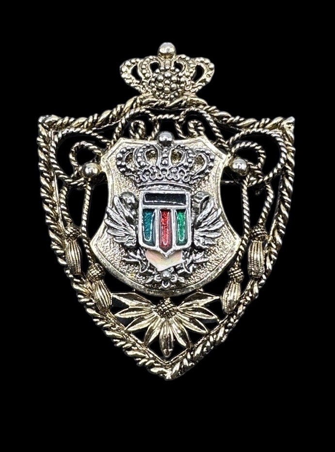 Vintage Heraldic Coat Of Arms Brooch J42