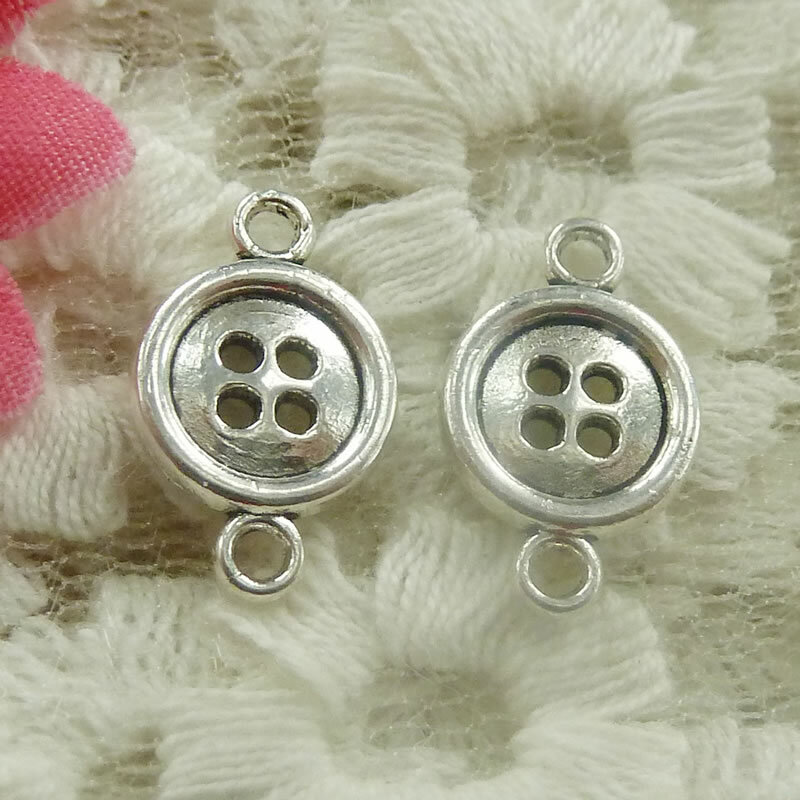 Free Ship 110 pcs Antique silver button connectors 16x10mm H-4787