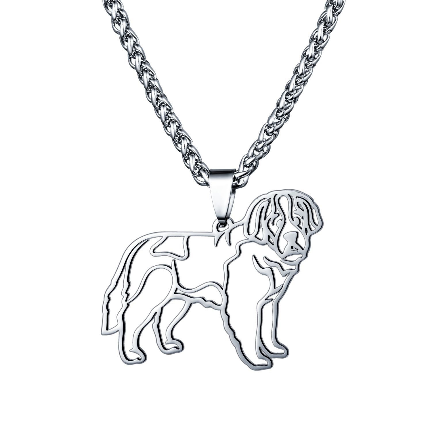 Stainless Steel Necklace Bernard Dog Bernhardshund Bernhardiner Mastiff Pendant