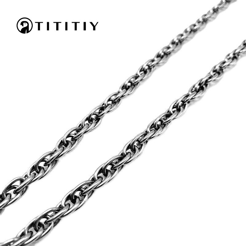 21.6/23.6/25.6 Inch Pure Titanium Twisted Necklace 7mm Anti Allergic Trend Item