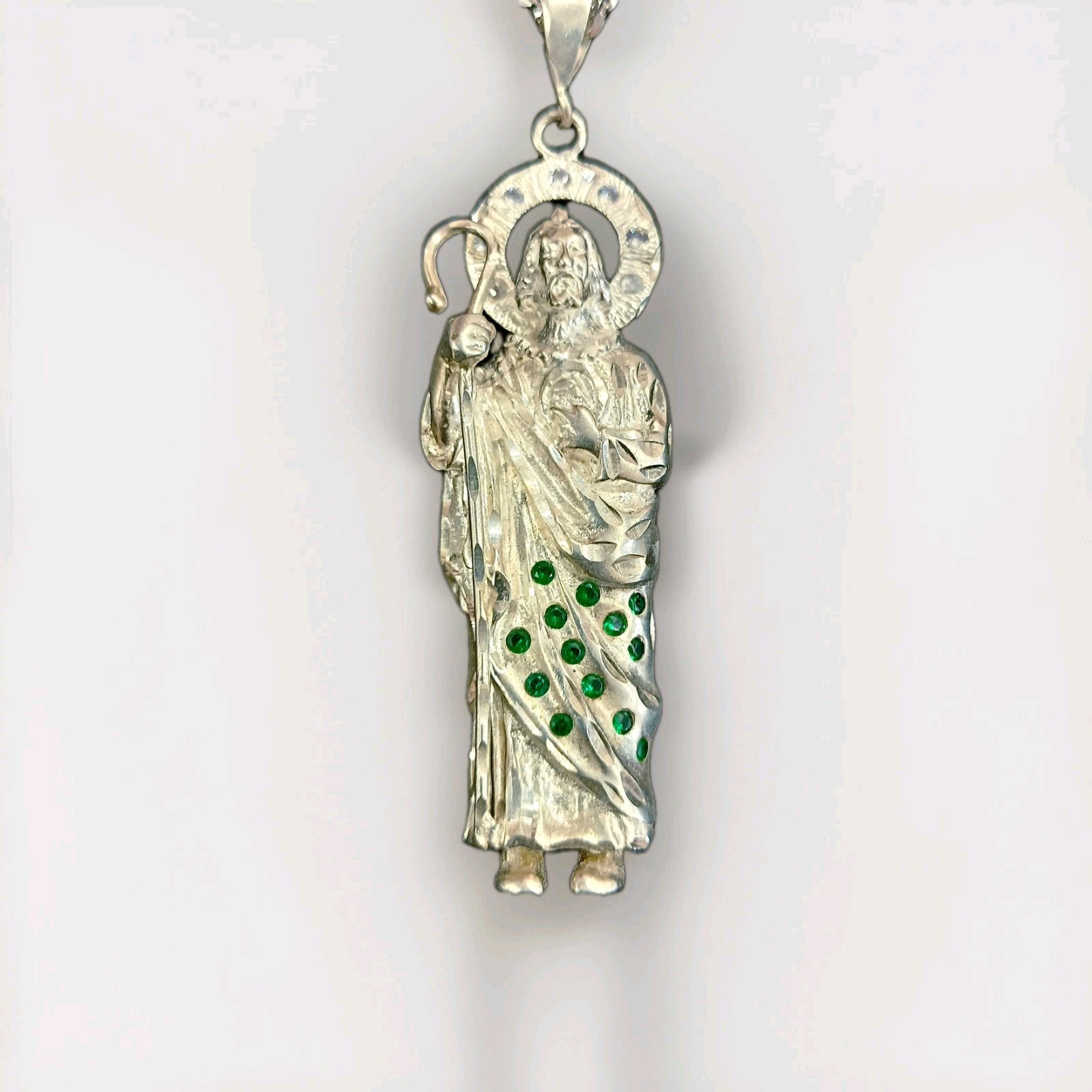 Dije San Judas Tadeo Grande Plata Mexicana 925 Sterling Silver Saint Jude