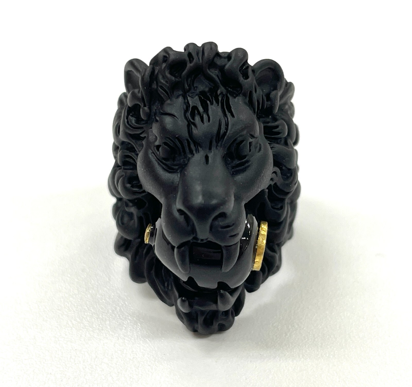 GUCCI Michele Era Lion Head Interlocking G Logo Ring JP Size 13 US 6.5-7 Black