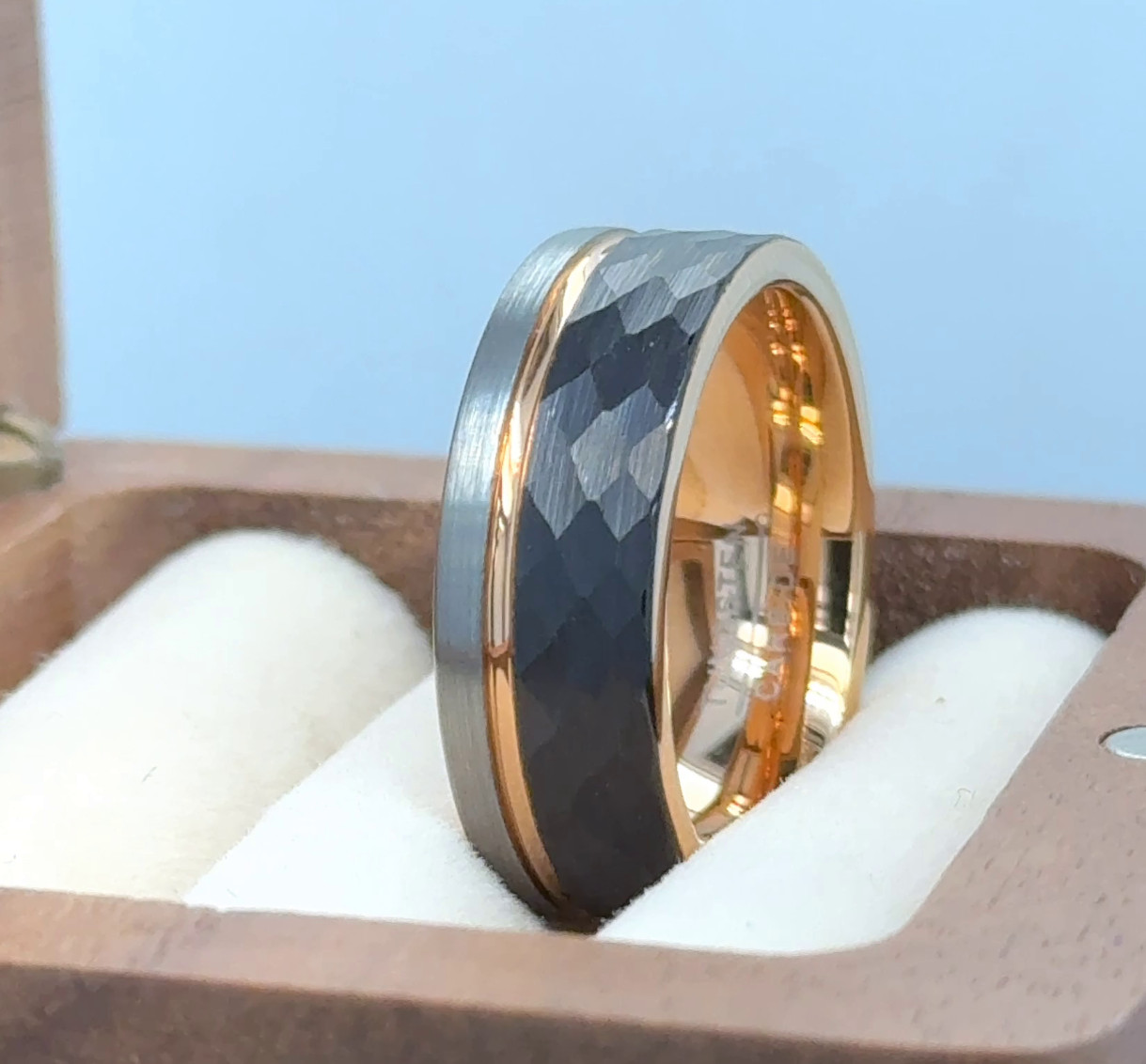 Husband Gift Ring Brushed Finish Ring Rose Gold Silver Black Tungsten Band