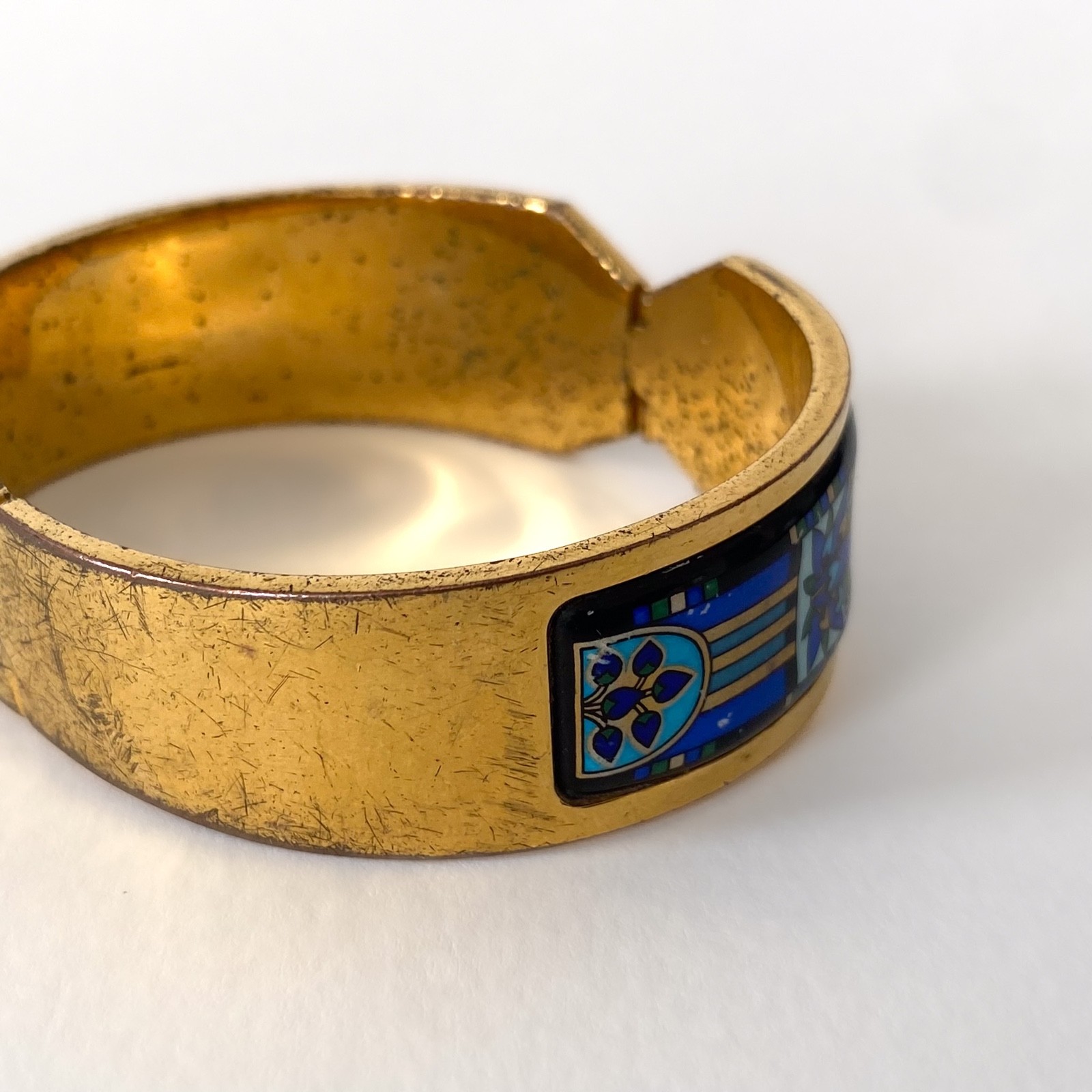 Michaela Frey Wien Vintage Gold Metal And Enamel Bracelet – 1980s