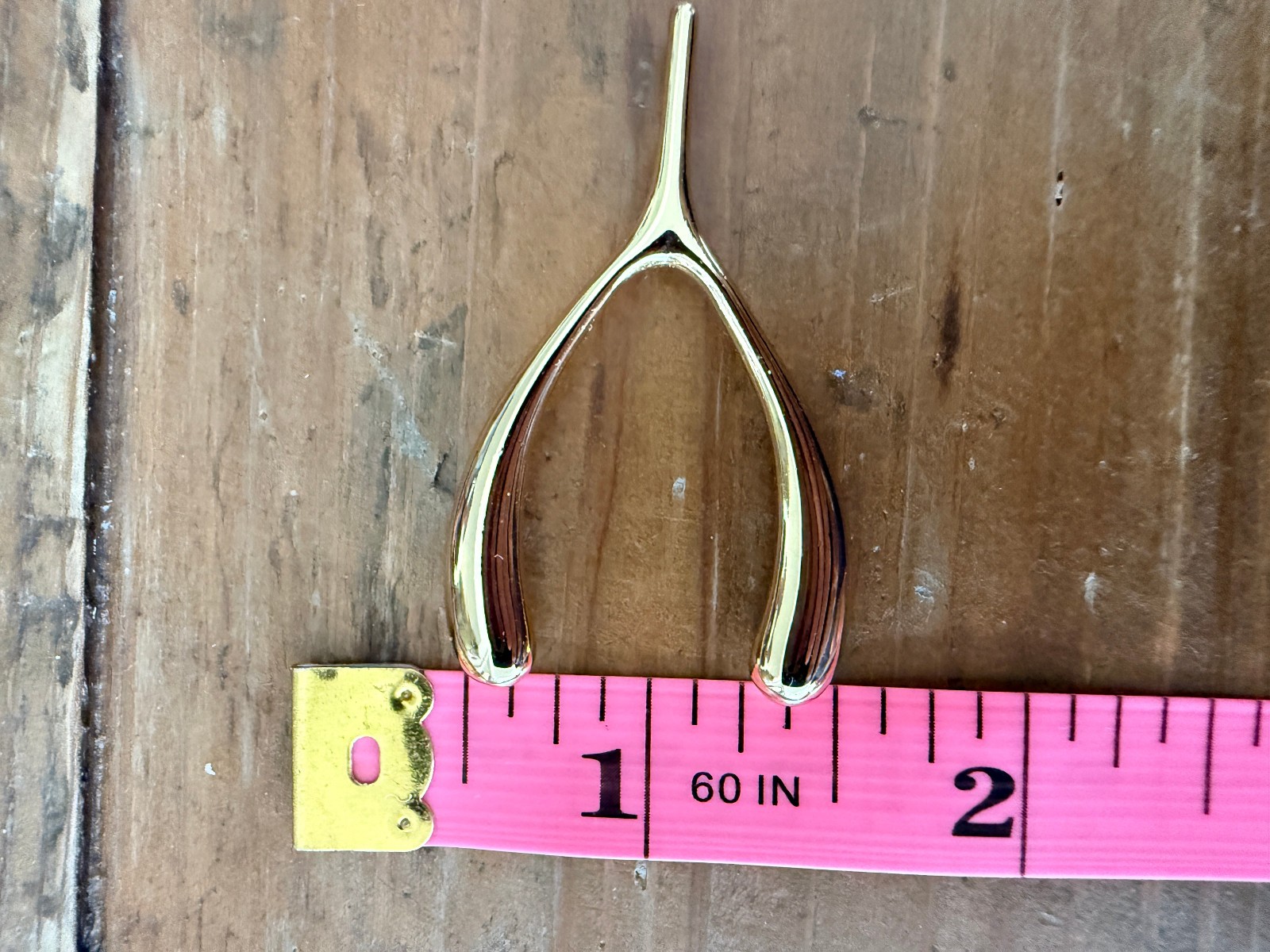 Jane Win Gold Tone LUCKY JW Large Wishbone Pendant Necklace NO CHAIN