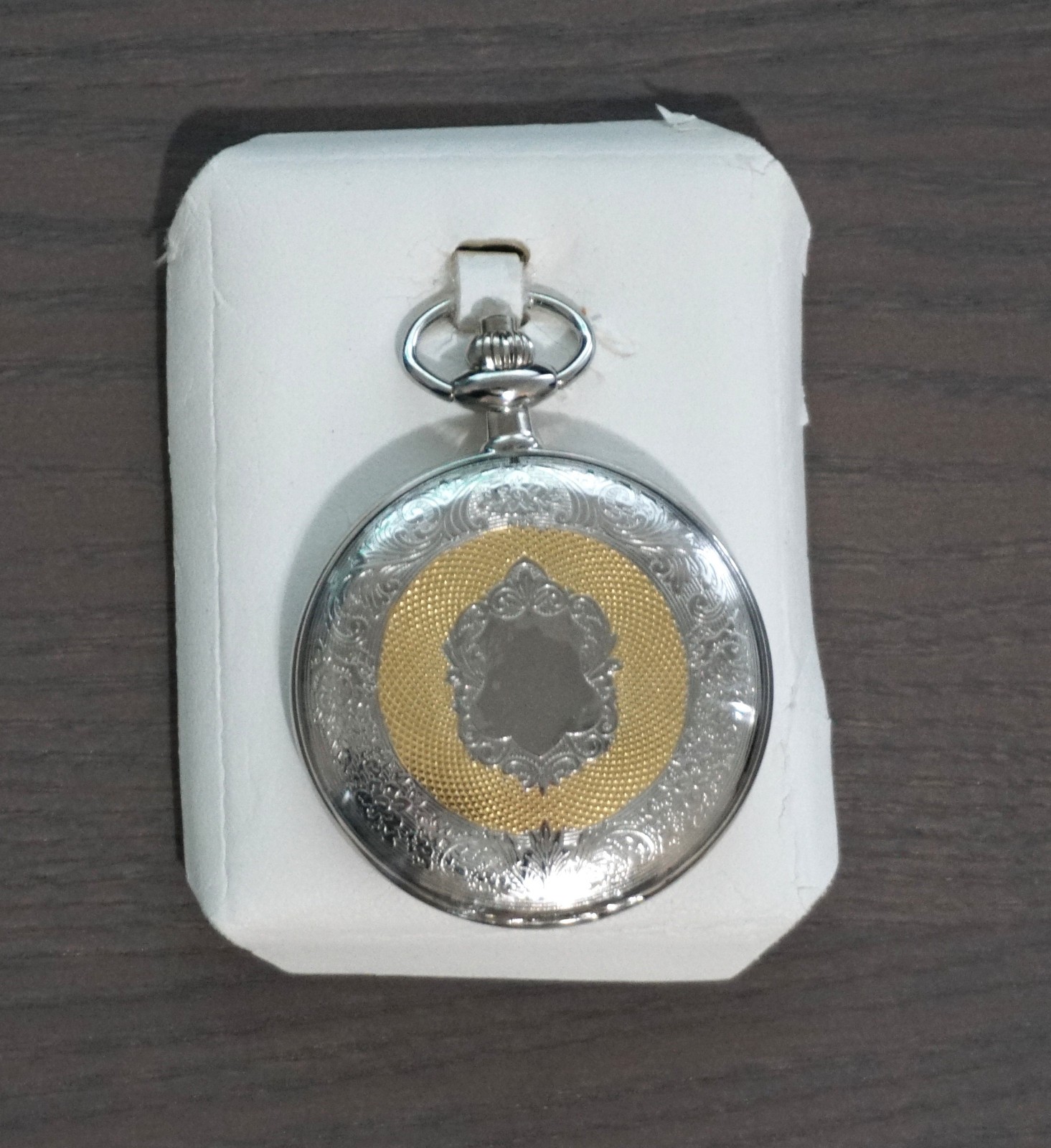 New Colibri Silver Plated Gold Accent Etched Engravewd Floral Pocket Watch