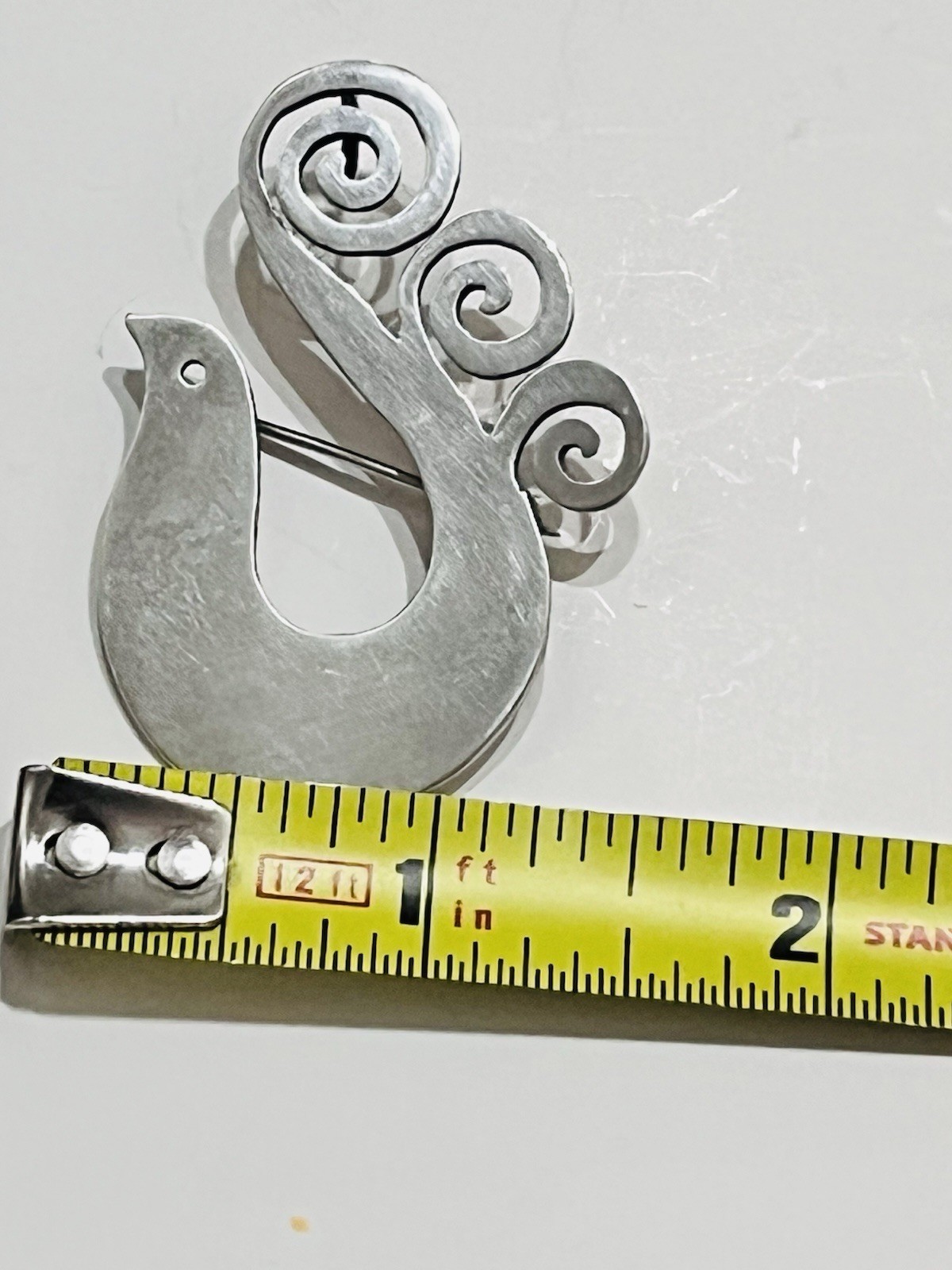Vintage Estate Peru Sterling Silver 925 Bird Brooch / Pendant Art Deco 2” X 1.5”