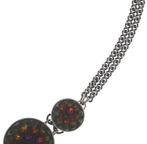 Necklace Orchid Hybrid Brown / Orange crystal volcano Silver Orange, Brown