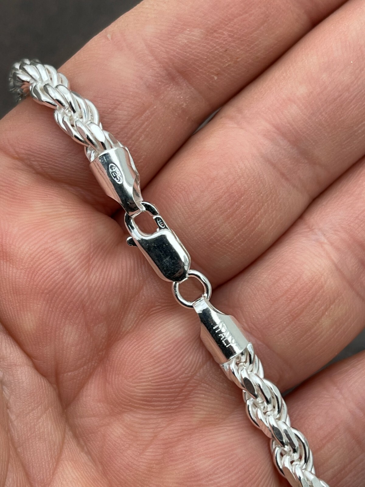 Men’s Rope Chain Real Solid 925 Sterling Silver Necklace 6mm 18″-30″ ITALY MADE