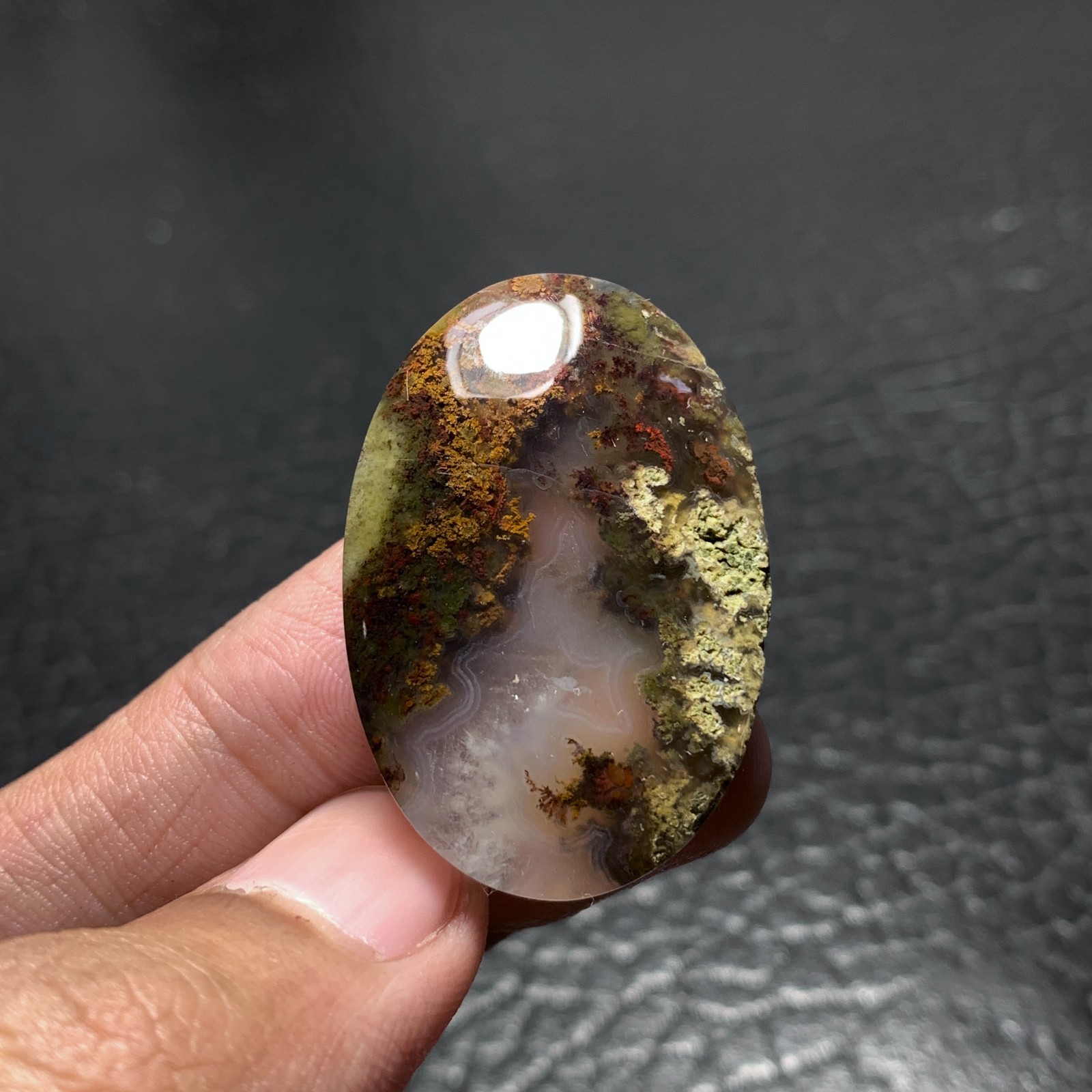 Moss Agate Cabochon 36×24.5x7mm Good Quality 53.5 ct