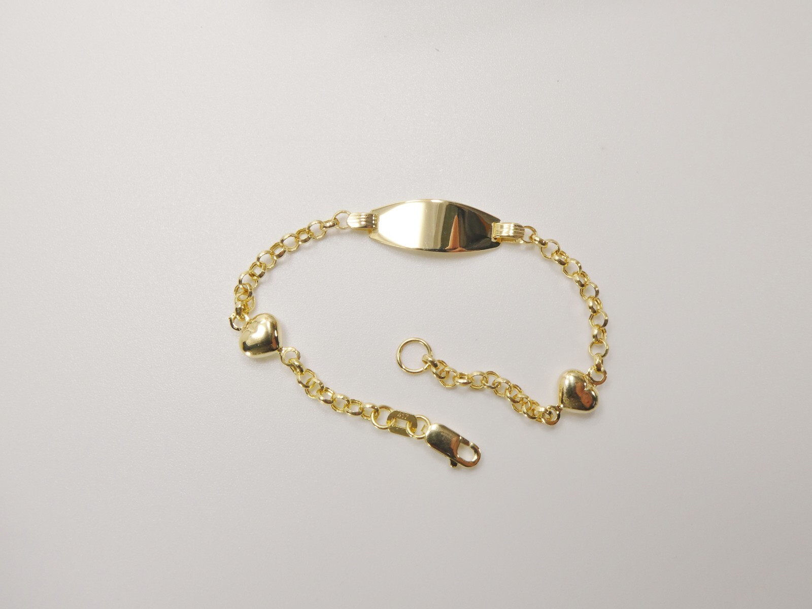 10L REAL SOLID YELLOW GOLD DOUBLE HEART ID BRACELET