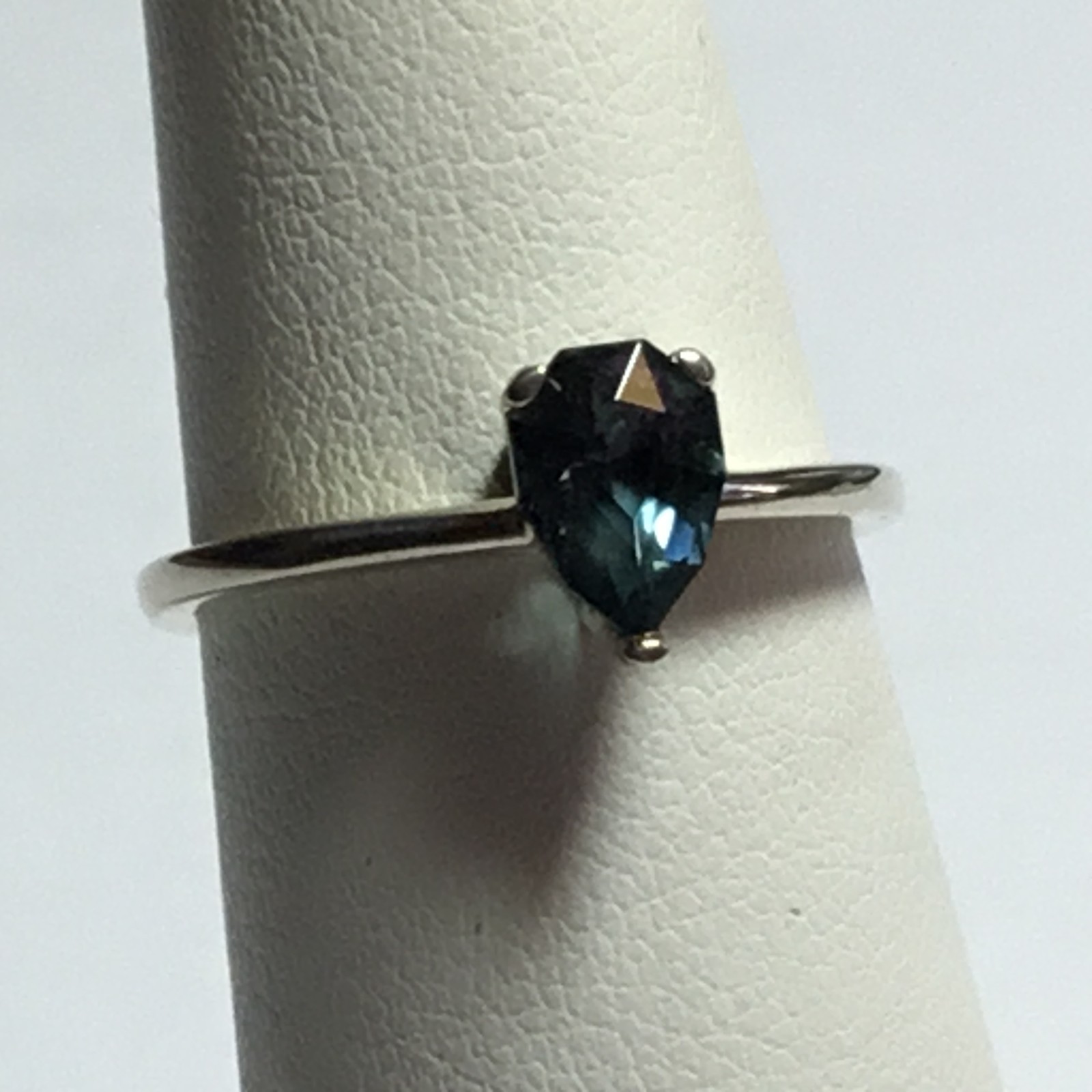 Natural Indicolite Tourmaline Solitaire Ring 925 Sterling Silver 1.78ct Pear 7×5