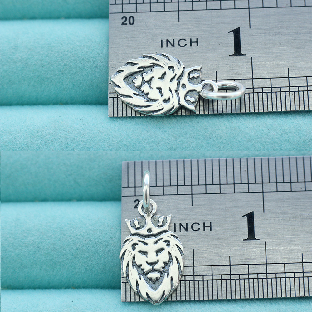 Lion Head Face Pendant Charm In 925 Sterling Silver Wildlife Animal For Necklace