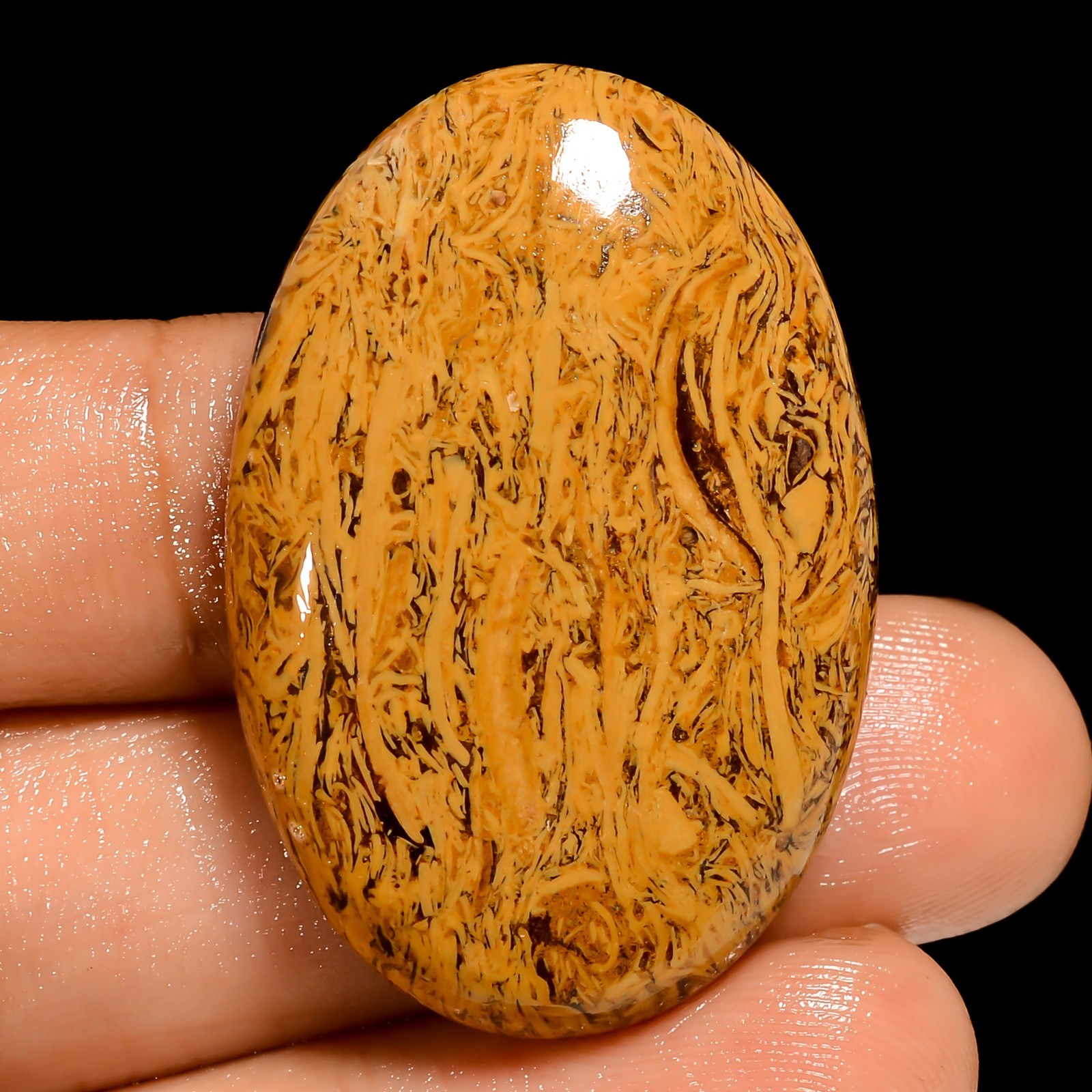 54 Ct Natural Mariam Jasper Oval Cabochon Loose Gemstone For Jewelry 37X24X7 mm