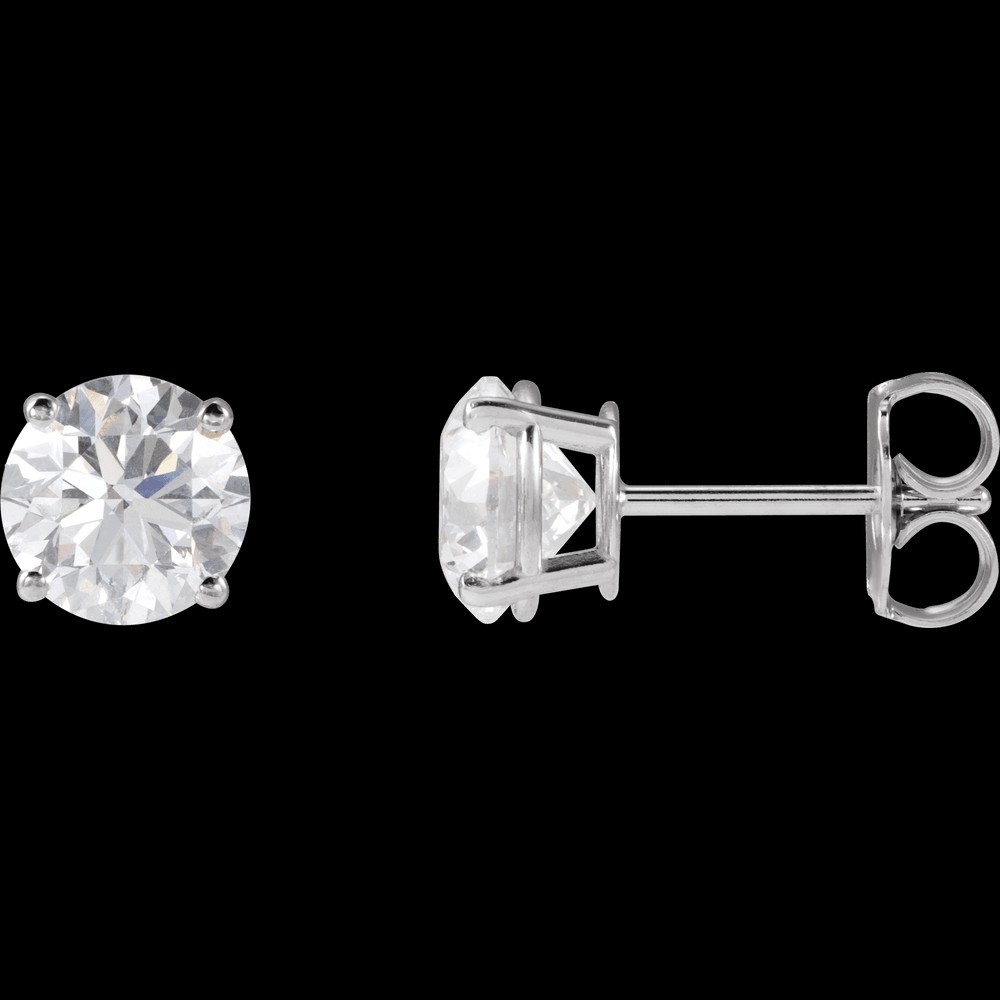 2.02 CTW Round Lab Created Diamond Earrings • 14K White Gold Lightweight Basket