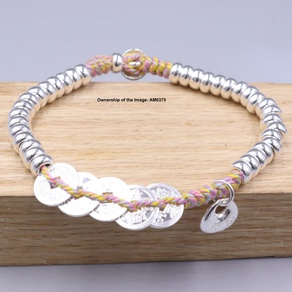 Pure 925 Sterling Silver Bracelet for Women 5.5mm Abacus Beads Adjustable