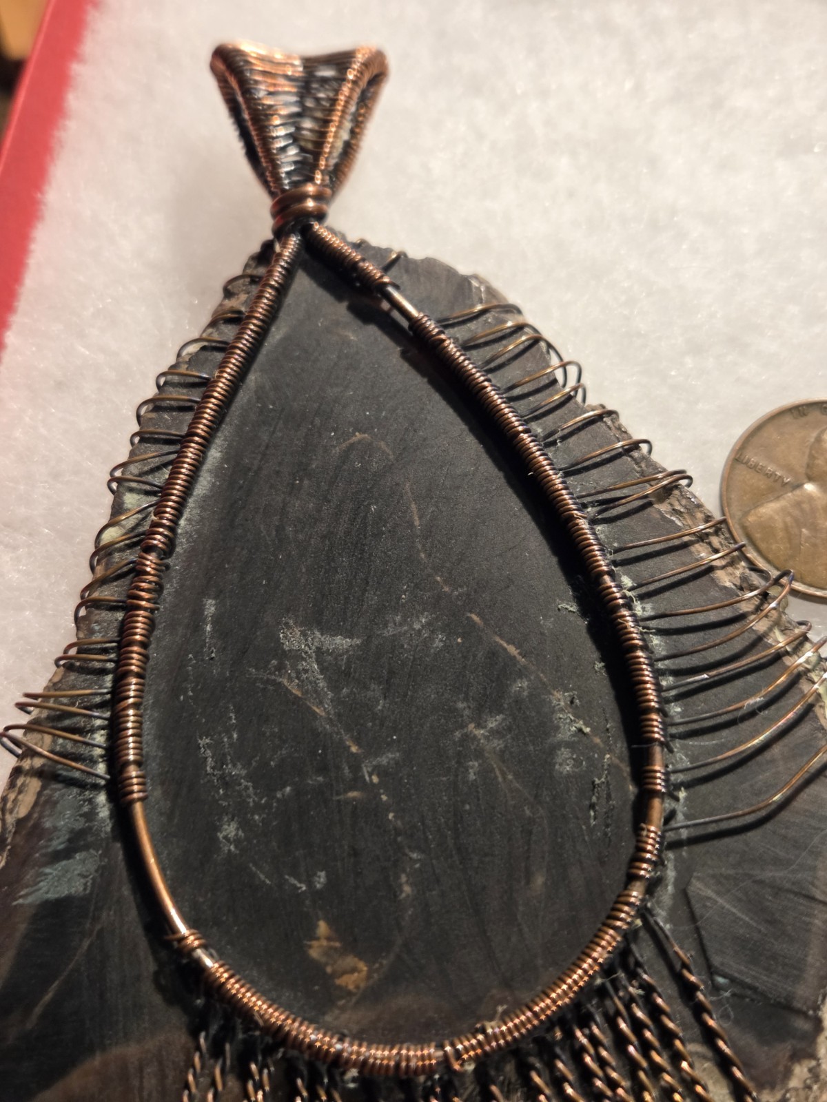 4 Inch Obsidian Tree Of Life Wrapped In Copper