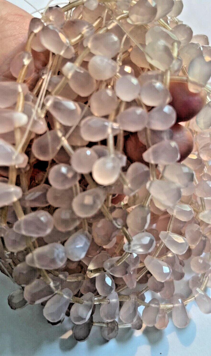 GENUINE PINK CHALCEDONY FACETED TEAR DROPS 13X8 MM 32 PCS BELOW WHOLESALE!!!