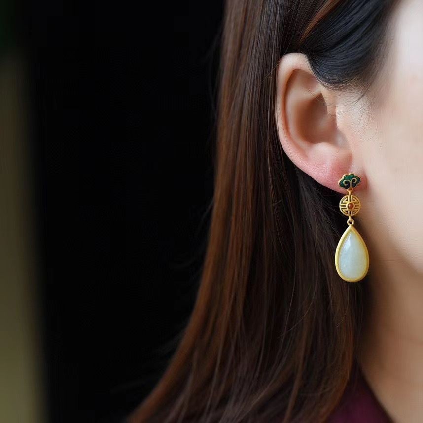 New Enamel Cloisonne Earrings Chinese for Qipao Women