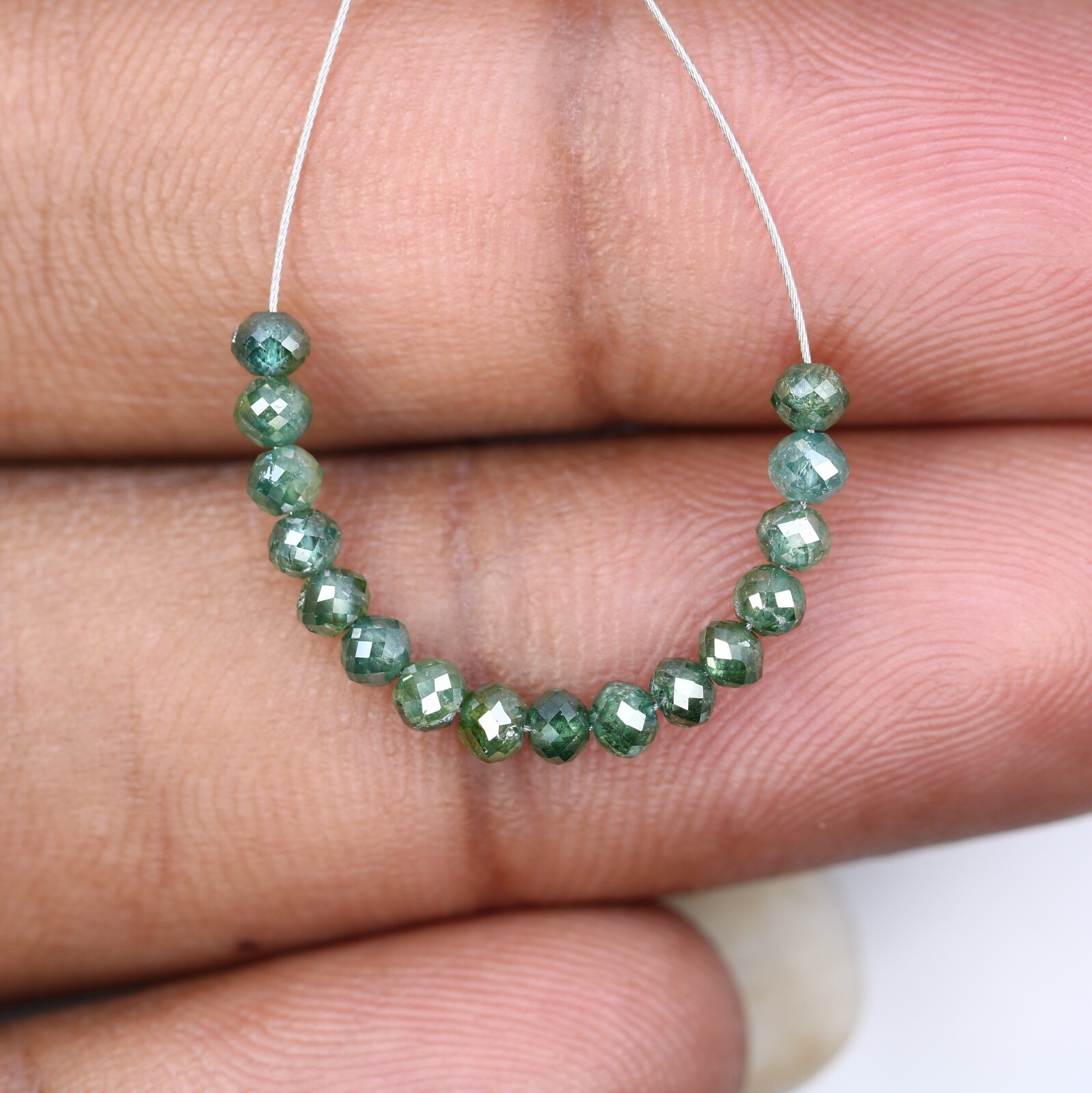 2.61 2.70 to 2.90 MM Treated Green Beads Natural Diamond For Bracelet