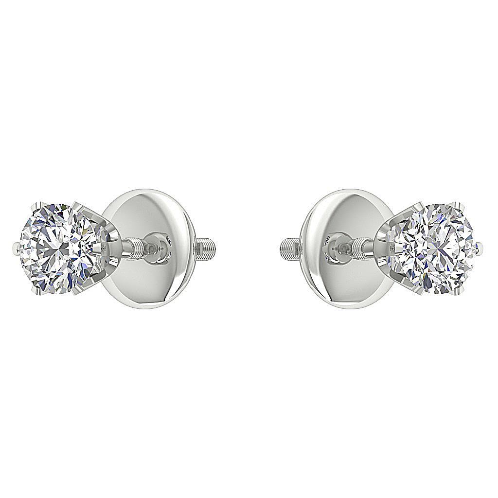 0.50Ct Solitaire Studs Earrings Round Diamond 14K White Yellow Rose Gold 4.30 mm