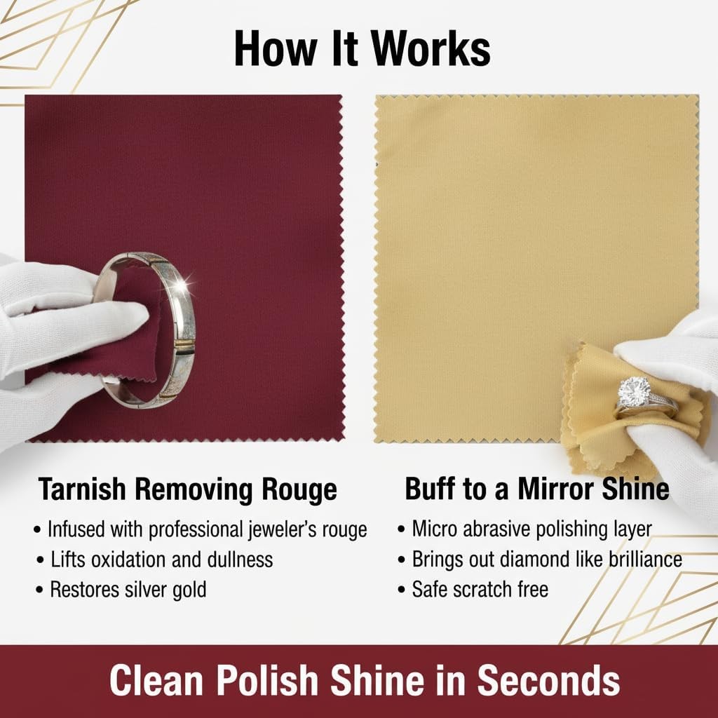 Cadie Silver Polishing Rouge Cloth – 100% Treated Reusable Cotton Jewelry Cleani
