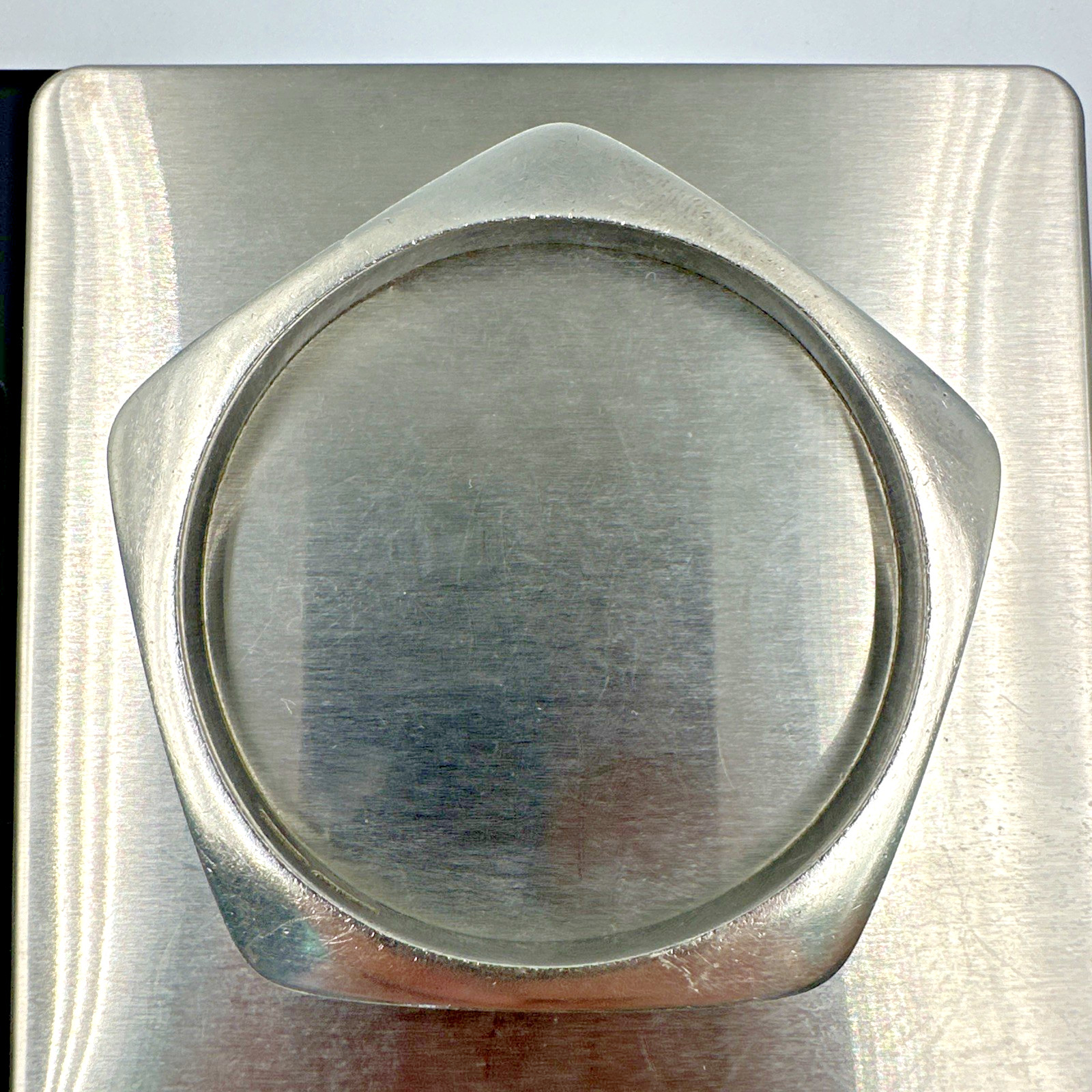Vtg Jondell Mexico Sterling Silver Pentagon Bangle Bracelet 28.9g Sz ~7.75 5mm