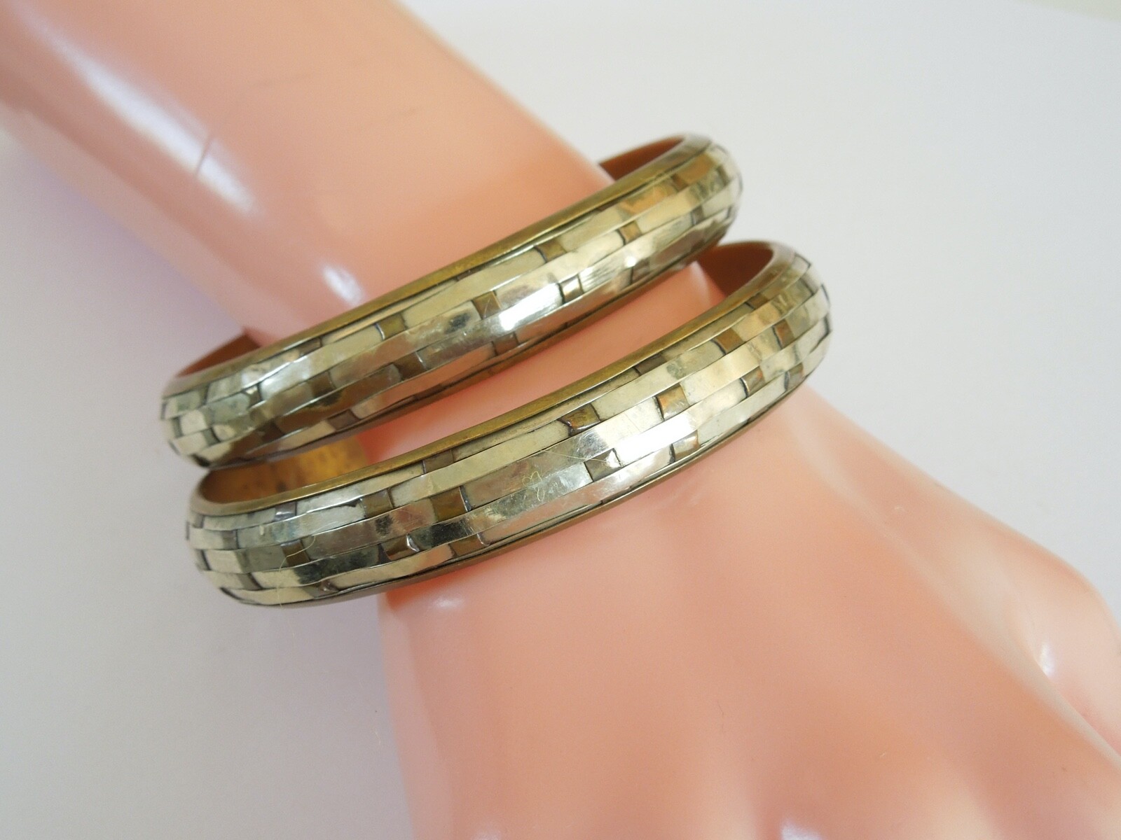 2 X Bicolor Vintage Bracelet Ø 6.6 Cm / Width: 1.1 Cm