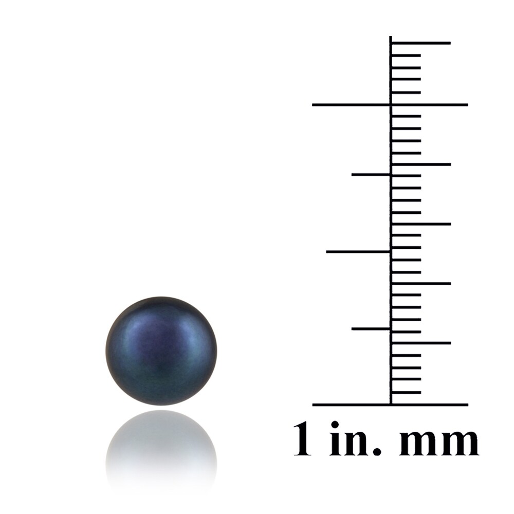 925 Silver Dark Blue Freshwater Cultured Pearl 9-9.5mm Stud Earrings