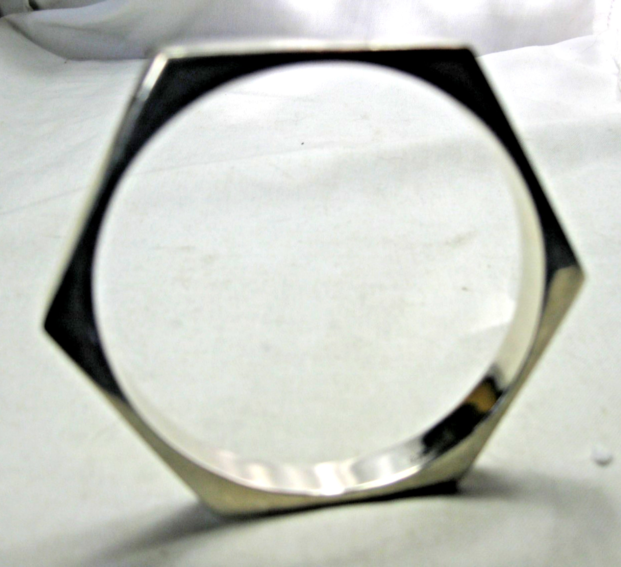 Sterling Silver 925 Bracelet Hollow Hexagon 15.8 Grams 2 5/8″ x 2 3/8″