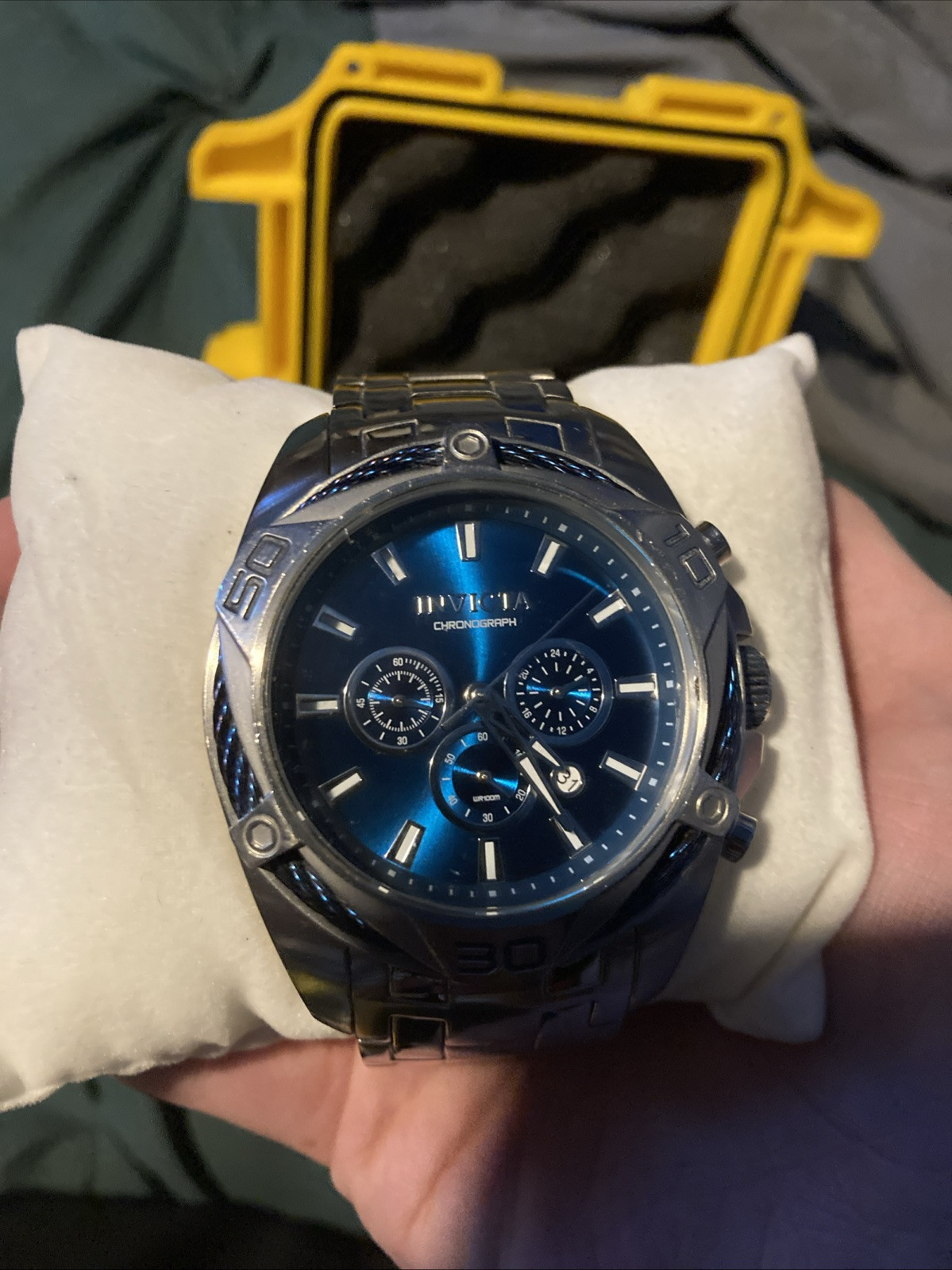 Invicta Men’s 52mm Bolt Nautical Chronograph Blue Dial, Stainless Steel Watch