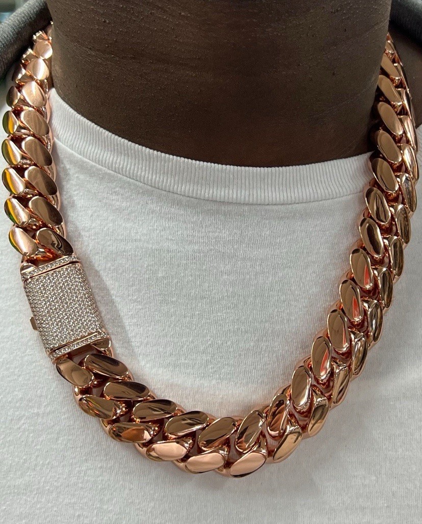 Miami Chain Miami Rose Gold Cuban Link Gold Plated 20mm – 24inch Necklace