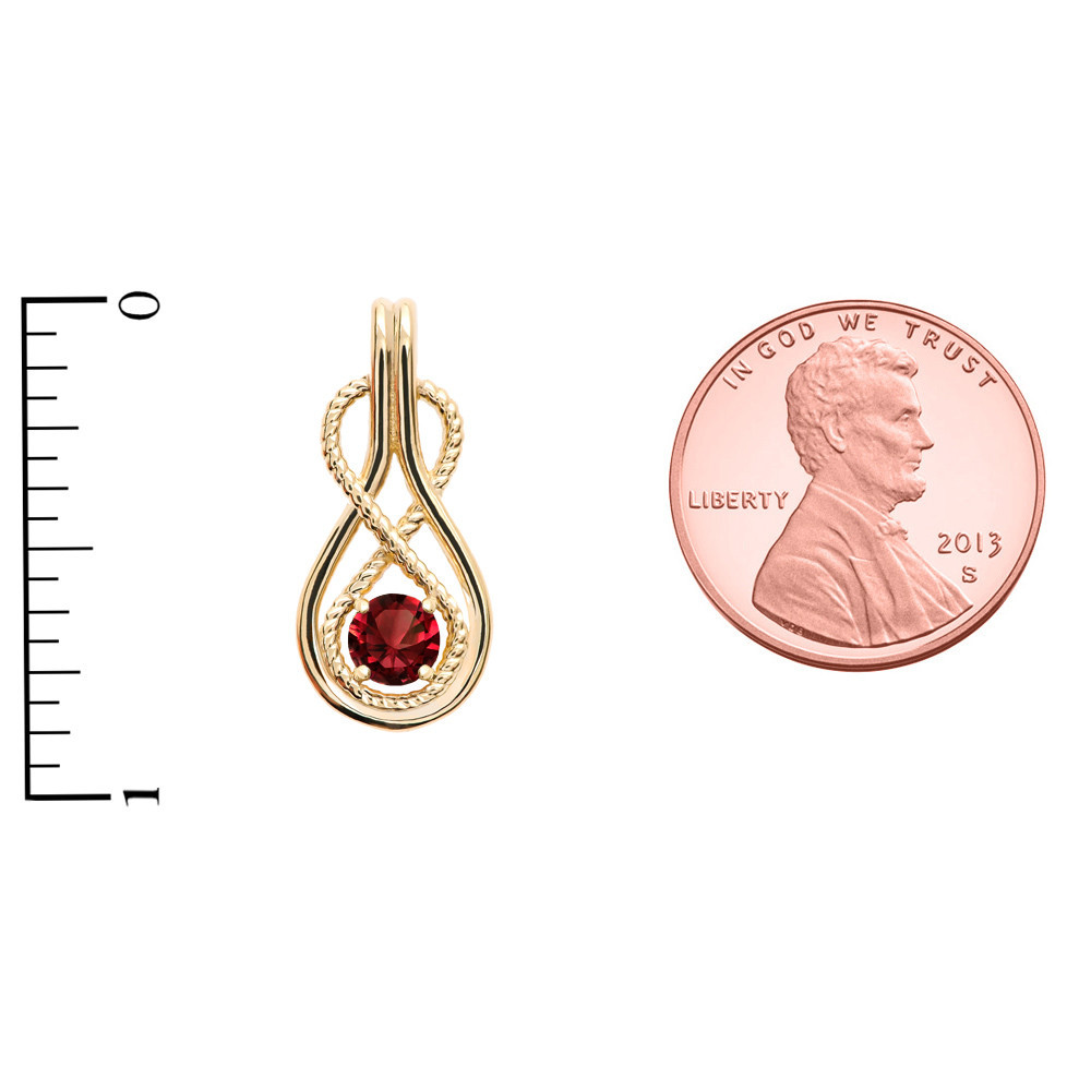 Infinity Rope January Birthstone Garnet Gold Pendant Necklace(Yellow/Rose/White)