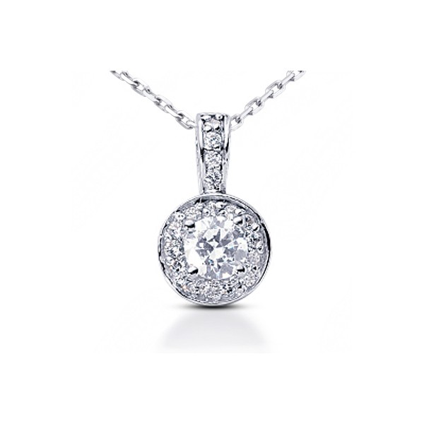 0.75ct tw G VS2 Round Cut Earth Mined Certified Diamonds Platinum Halo Pendant