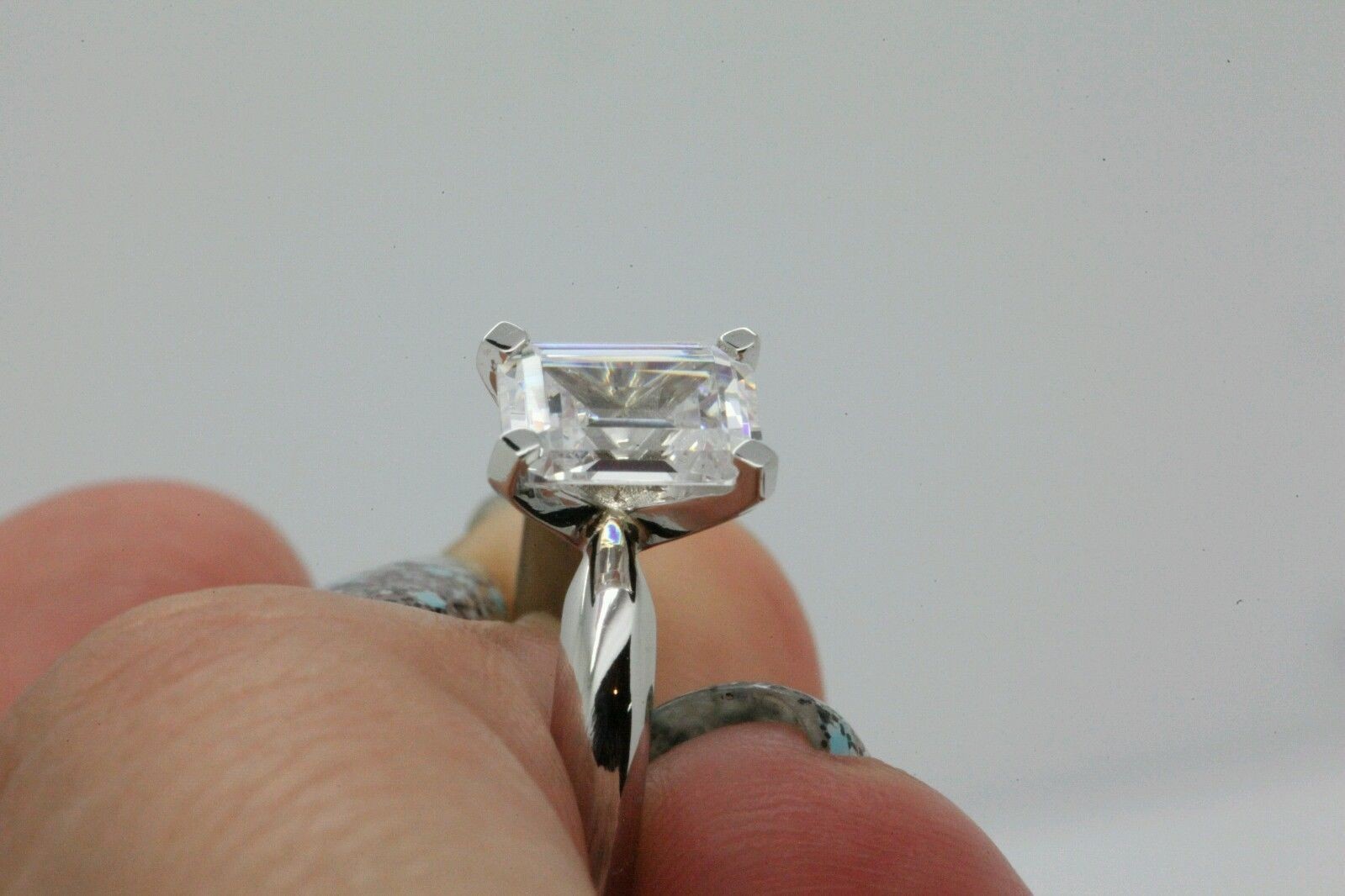 Emerald cut Lab Grown Diamond Wedding Ring 14K White Gold 2 Carat