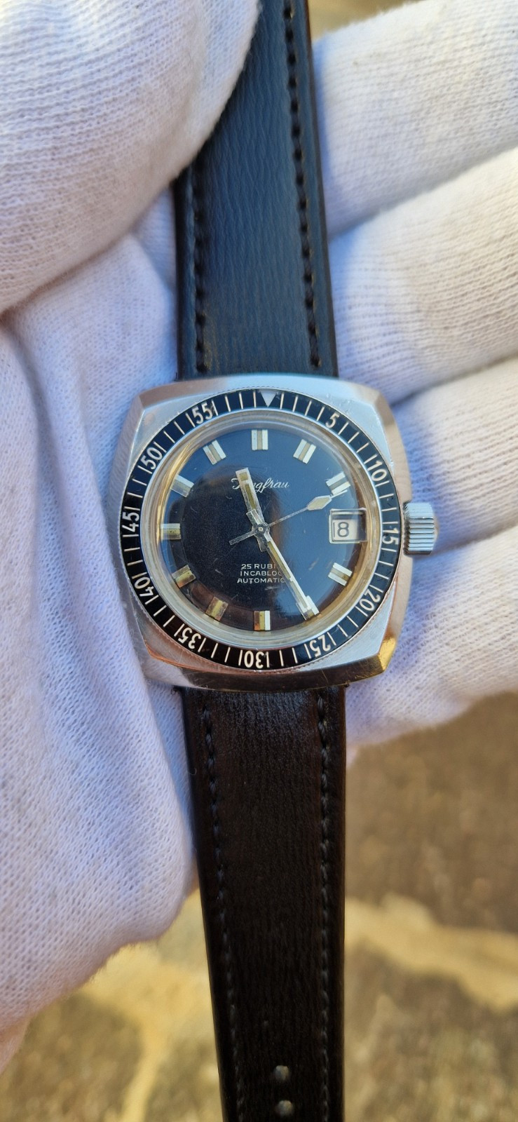 Jungfrau Sub 1968 Bachelor Automatic Eta Steel Tested 150M Rare True Diver