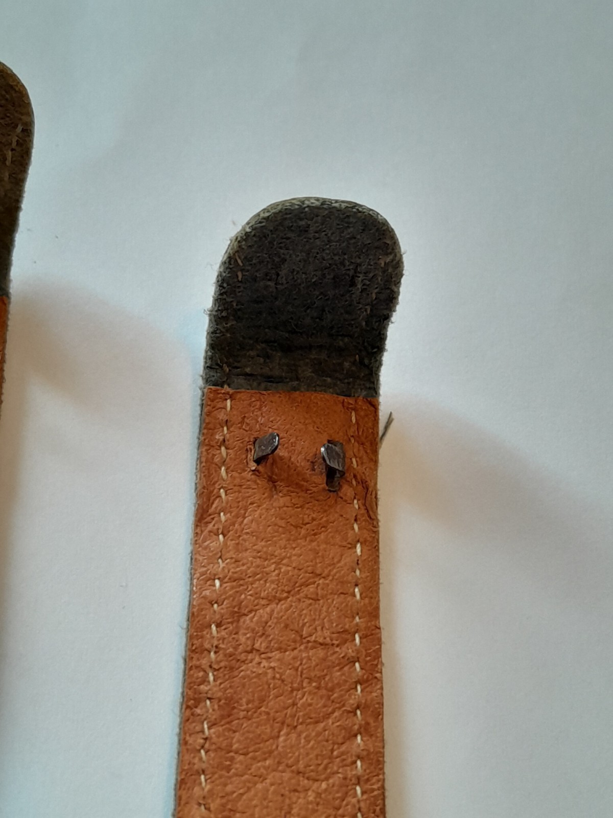 Military Watch Strap Grey 30s 40s Open-ended Genuine Leather 16cm x16mm vintage
