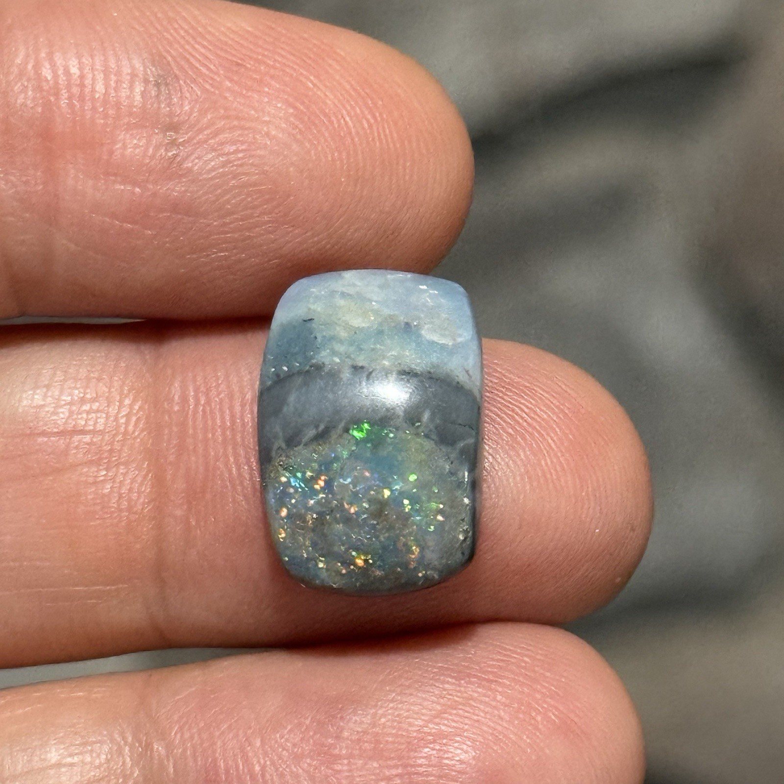 6.6ct 16.3x11x5.4mm Australian Black Mintabie Opal Cabochon Gem Cushion Cut