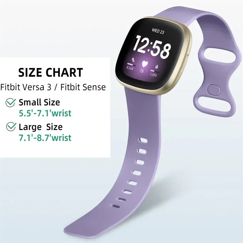 For Fitbit Versa 3/4/Sense Silicone Strap Wristband Replacement Watch Band Sport